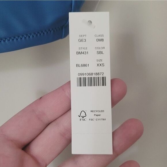 New J.Crew Scrunchie-Strap Squareneck Bikini Top Size XXS in Blue NWT - Picture 4 of 9